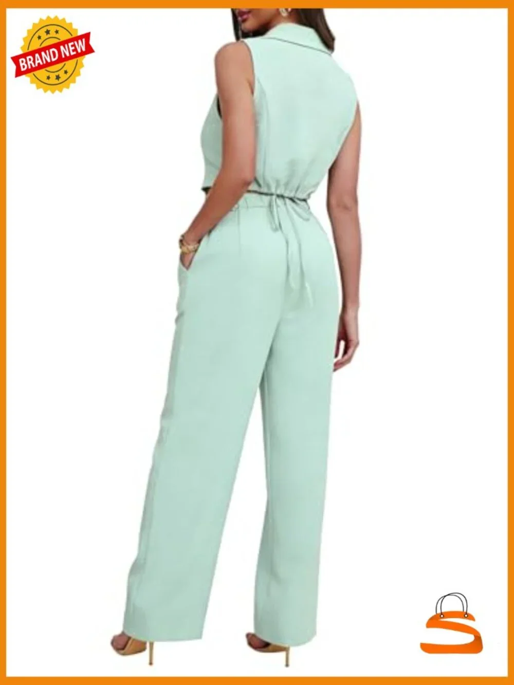 Vest Blazer Wide Leg Pants 2 Piece Set Sleeveless Matching Suit
